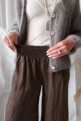 Bubble Boho linen trousers, coffee