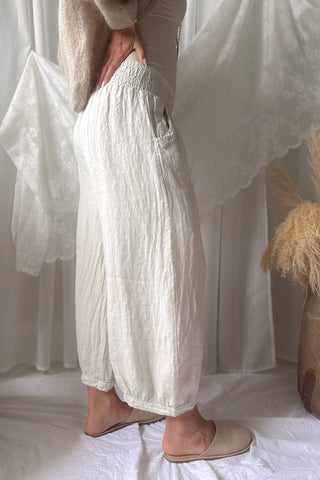 Bubble Boho linen trousers, sand