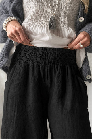 Bubble Boho pellavahousut, musta
