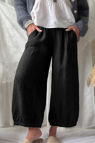 Bubble Boho pellavahousut, musta