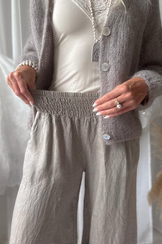 Bubble Boho pellavahousut, taupe