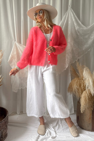 Bubble Boho linen trousers, white