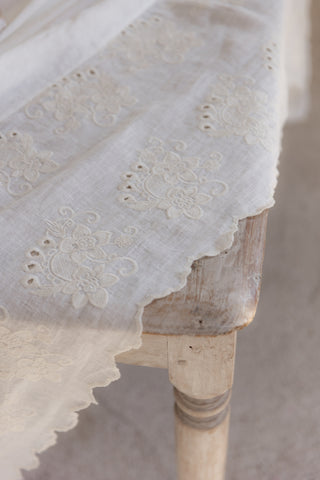 Shabby linen tablecloth, antique white