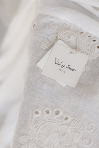 Shabby linen tablecloth, antique white