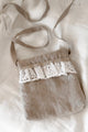 Lace crossbody bag, natural + white lace 