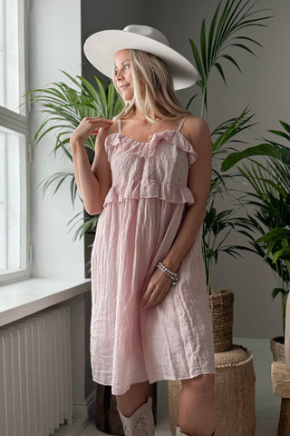 Caliza pellavamekko, vaaleanpunainen