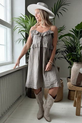 Caliza pellavamekko, taupe