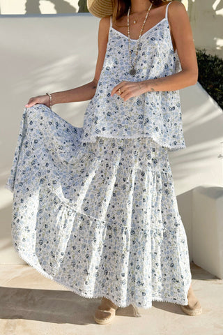 Calliente pellavahame, floral blue