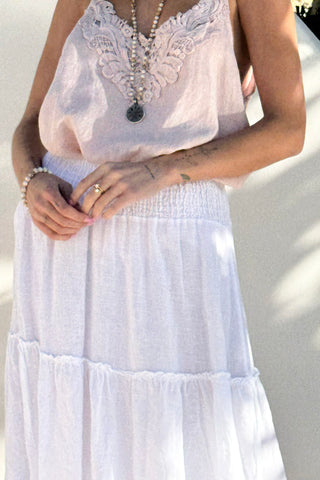 Calliente linen skirt, white