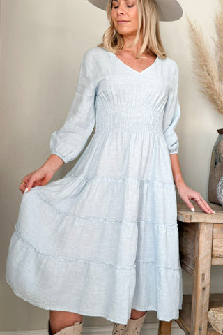 Celina linen dress, light blue
