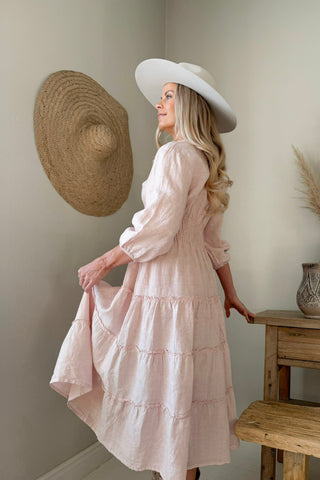 Celina linen dress, light pink