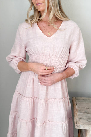 Celina linen dress, light pink