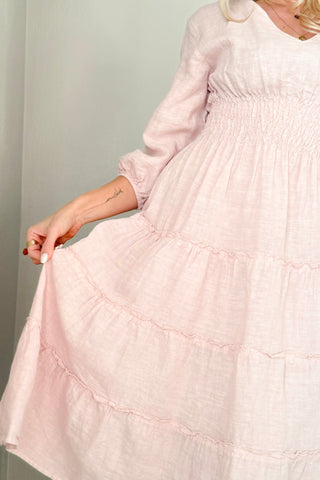 Celina linen dress, light pink
