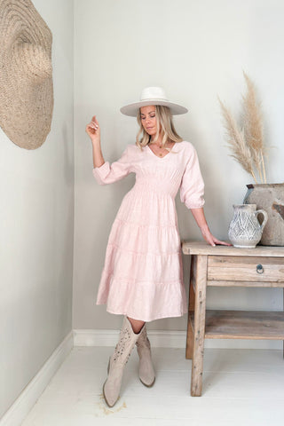 Celina linen dress, light pink