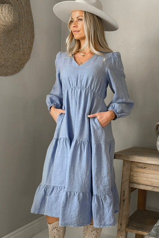 Charly linen dress, heavenly blue