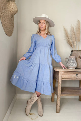 Charly linen dress, heavenly blue