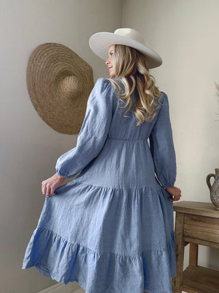 Charly linen dress, heavenly blue
