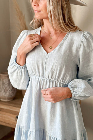 Charly linen dress, light blue