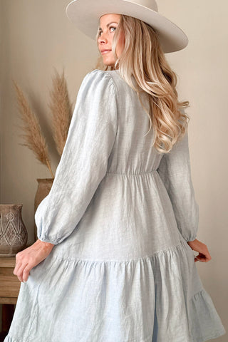 Charly linen dress, light blue