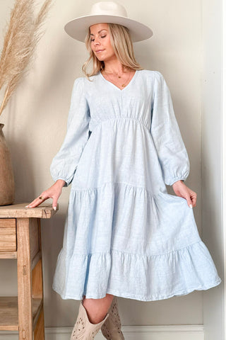Charly linen dress, light blue