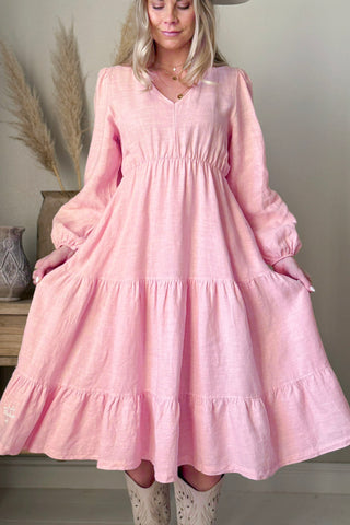 Charly linen dress, baby pink
