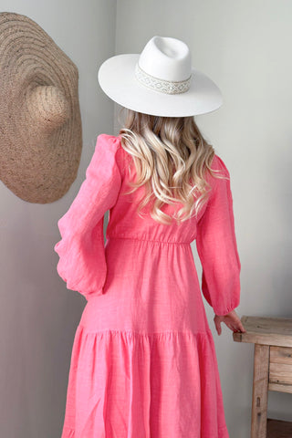 Charly linen dress, malibu pink