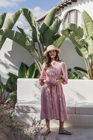 Charly linen dress, baby pink