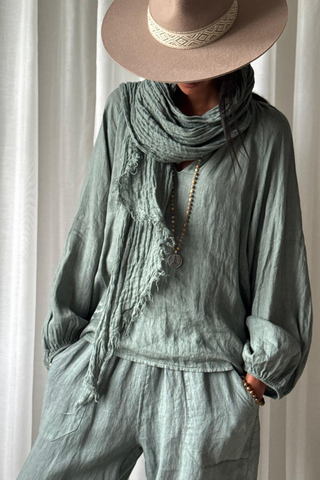 Chessie linen shirt, camo 
