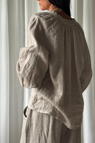 Chessie linen shirt, taupe