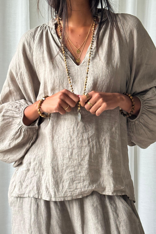 Chessie linen shirt, taupe
