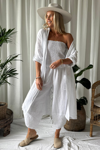 Cocoon linen pants, white