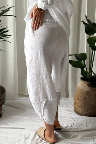 Cocoon linen pants, white