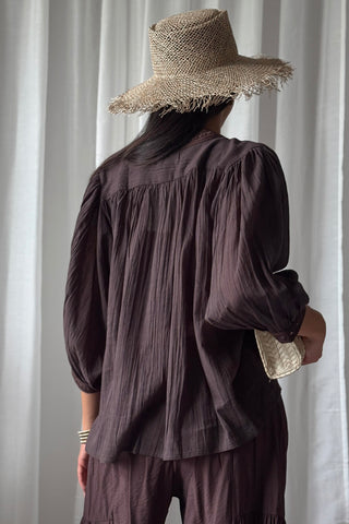Cody cotton blouse, chocolate