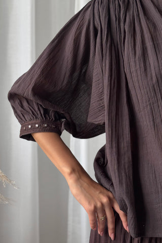 Cody cotton blouse, chocolate