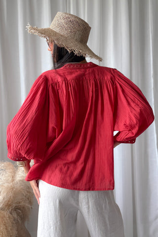 Cody cotton blouse, cranberry