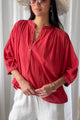 Cody cotton blouse, cranberry