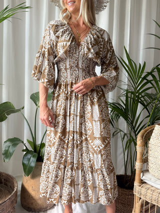 Coraline viscose dress, brown