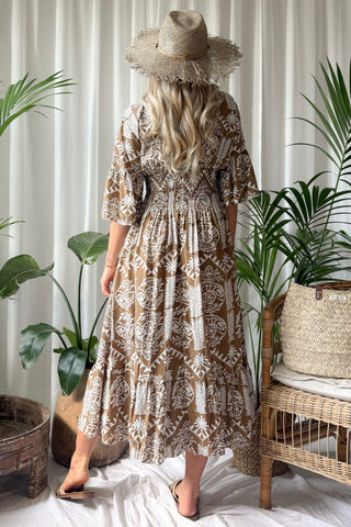 Coraline viscose dress, brown