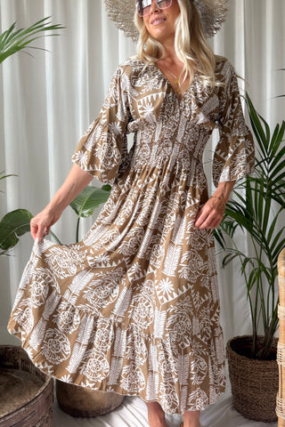 Coraline viscose dress, brown