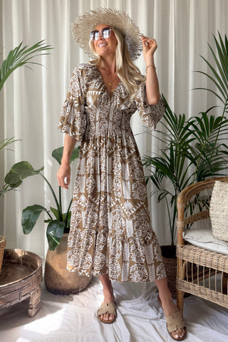 Coraline viscose dress, brown