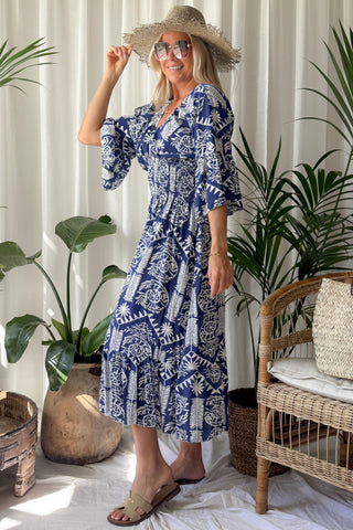 Coraline viscose dress, blue