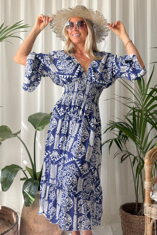 Coraline viscose dress, blue