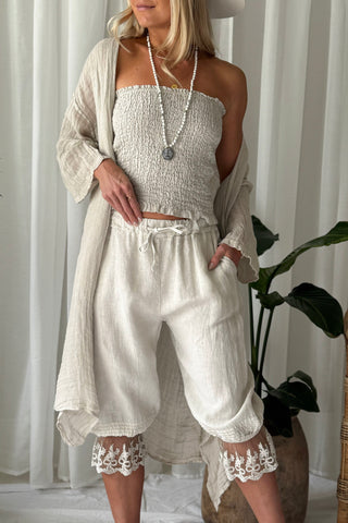 Cora linen top, sand