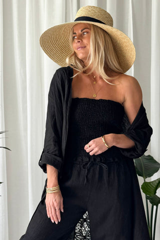 Cora linen top, black