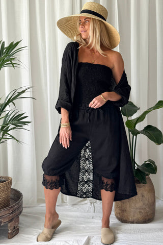 Cora linen top, black