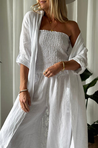 Cora linen top, white