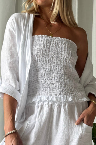 Cora linen top, white