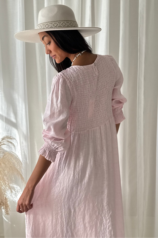 Cottage Romance pellavamekko, cool pink