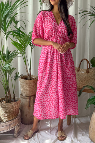 Cove Muse puuvillamekko, bright pink leo