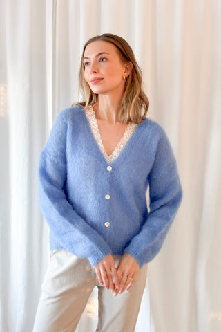Coziness mohair cardigan, heavenly blue